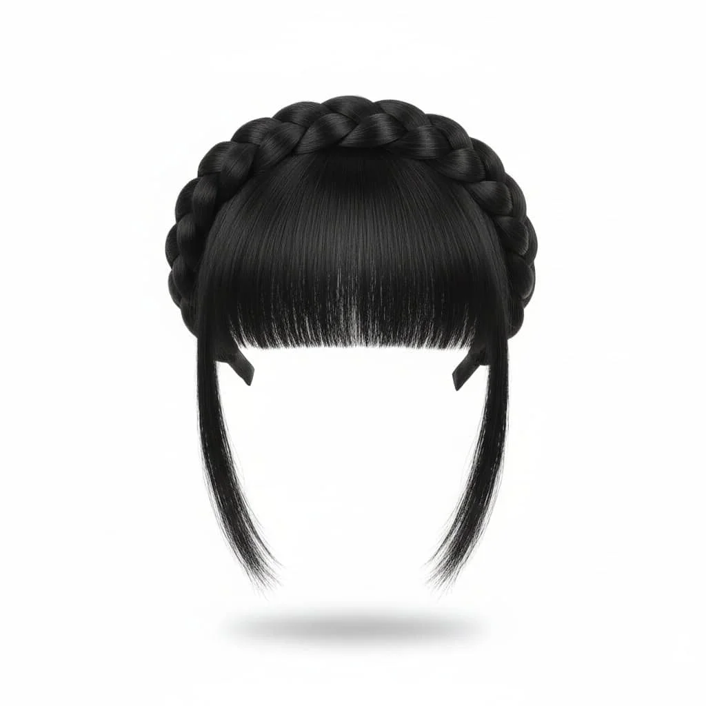 Extenise păr sintetic tip cordeluță împletită cu breton, blond închis