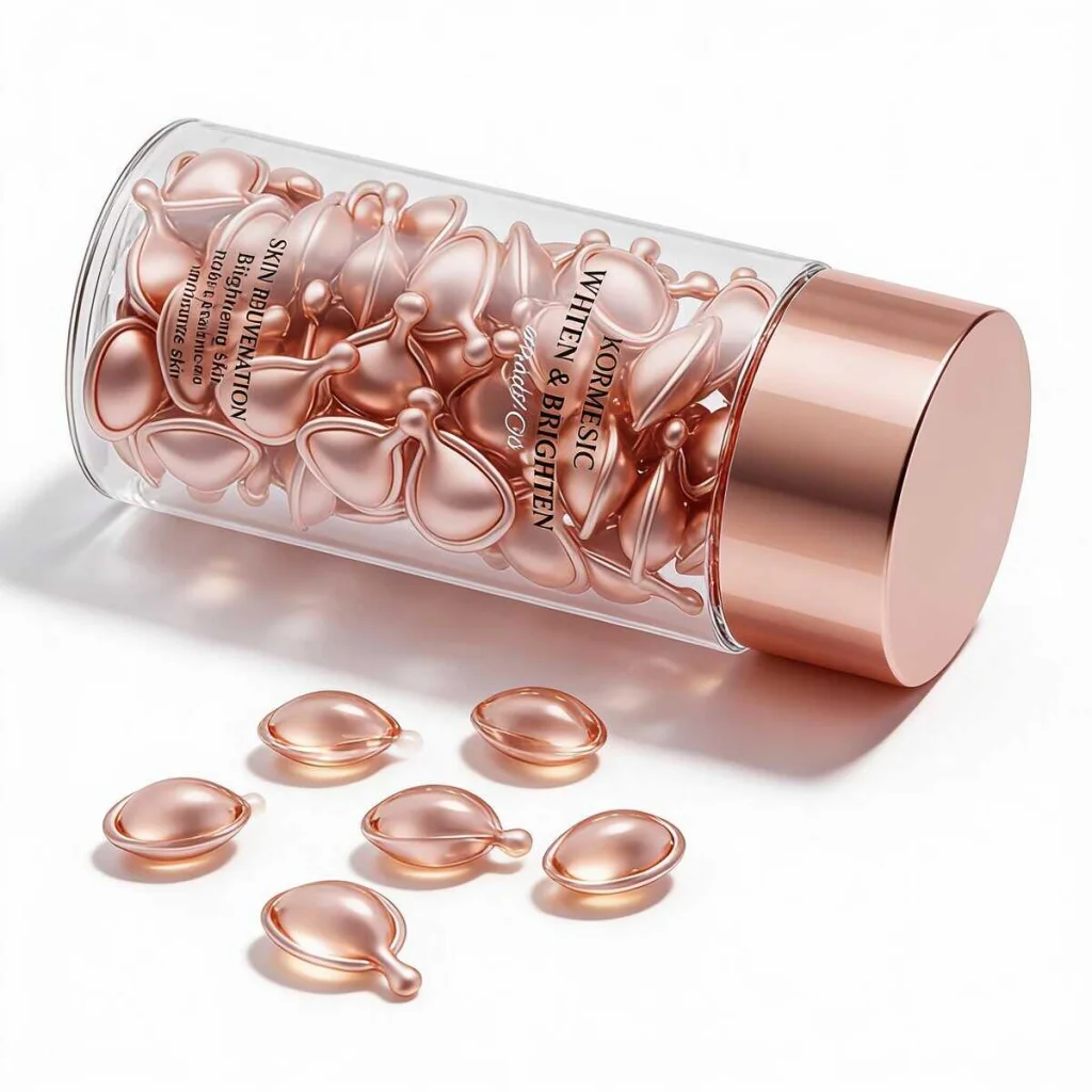 90 Capsule faciale cu ulei esențial, pentru iluminare, Kormesic - imagine 2