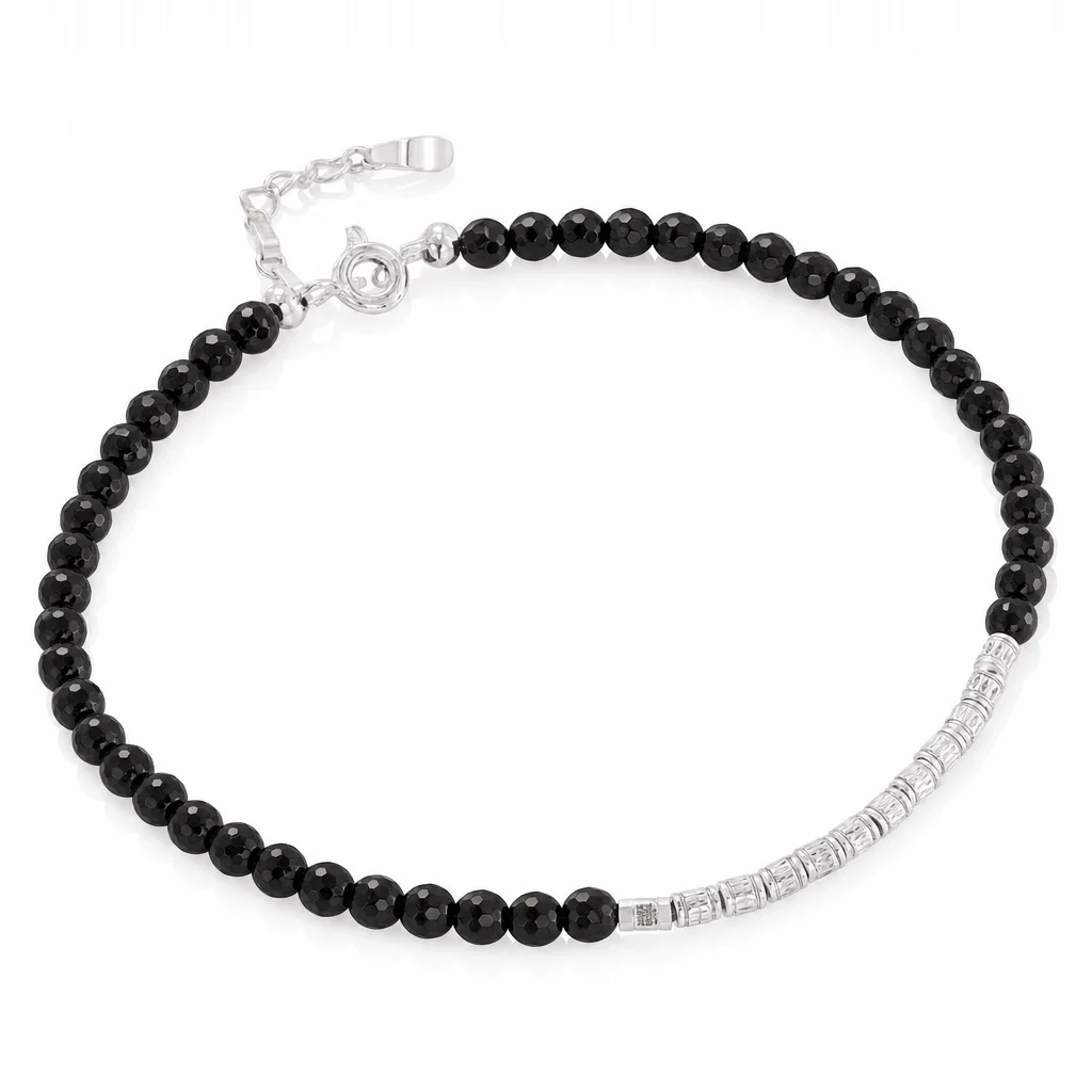 Brățară Reglabilă Diora, model „Geometric Beads”, negru - imagine 3