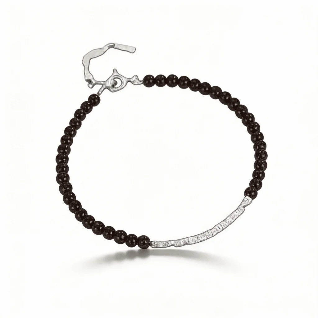 Brățară Reglabilă Diora, model „Geometric Beads”, negru - imagine 2