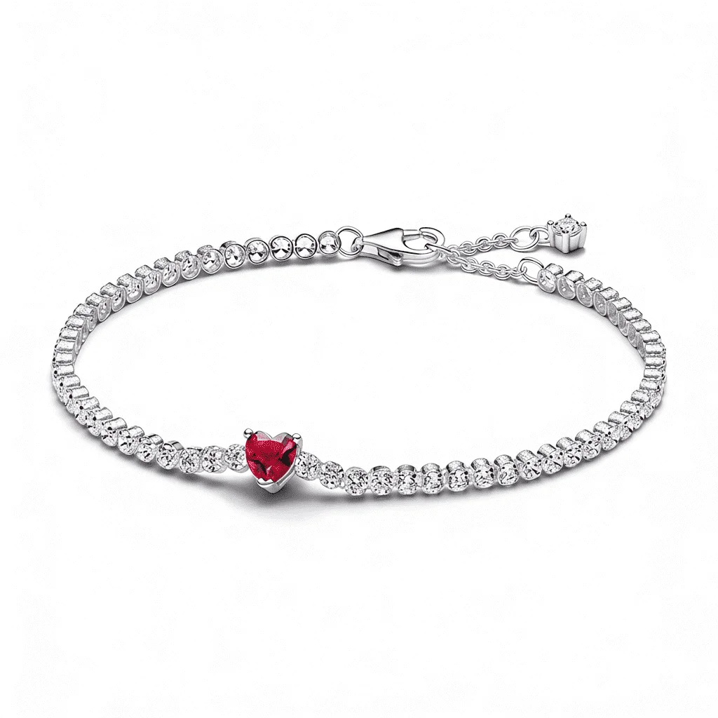 Brățară Ruby Heart Tennis cu inimă luminoasă