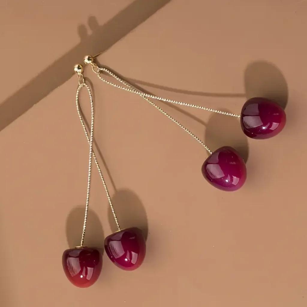 Cercei Design Cherry cu picături - imagine 3