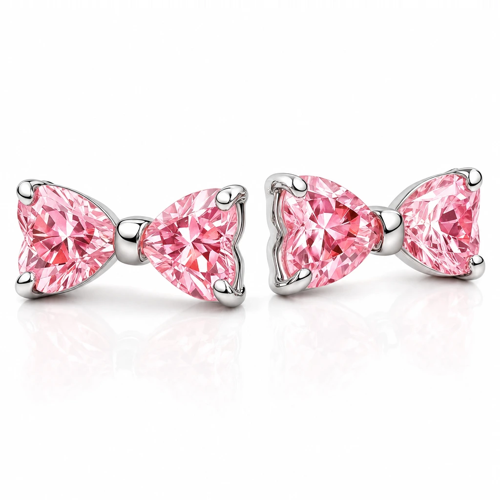 Cercei Pink Bow - imagine 3