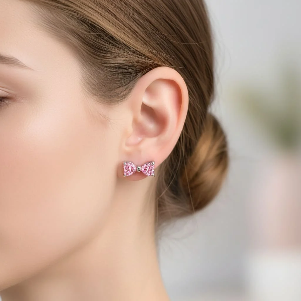 Cercei Pink Bow - imagine 2