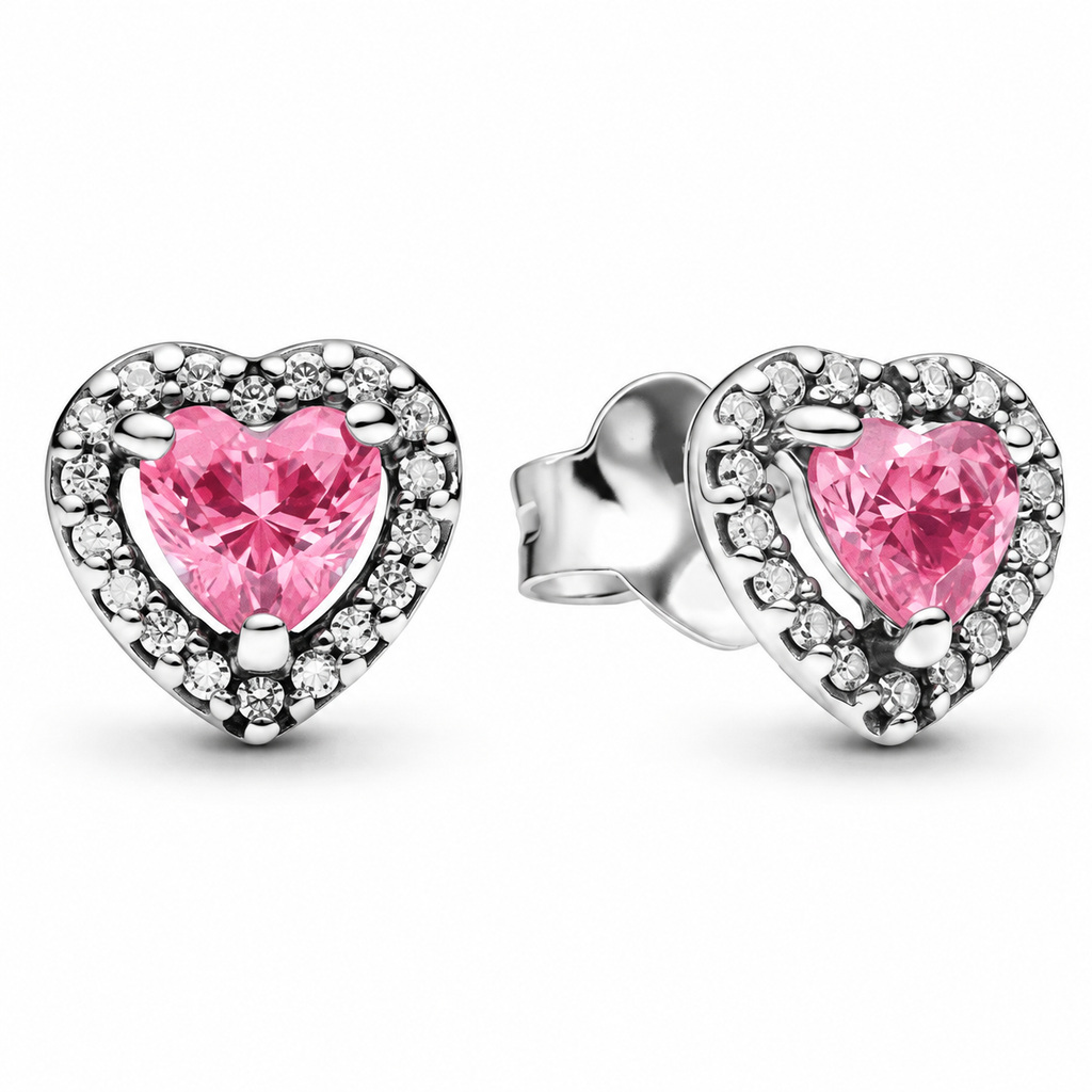 Cercei Pink Crystal Heart