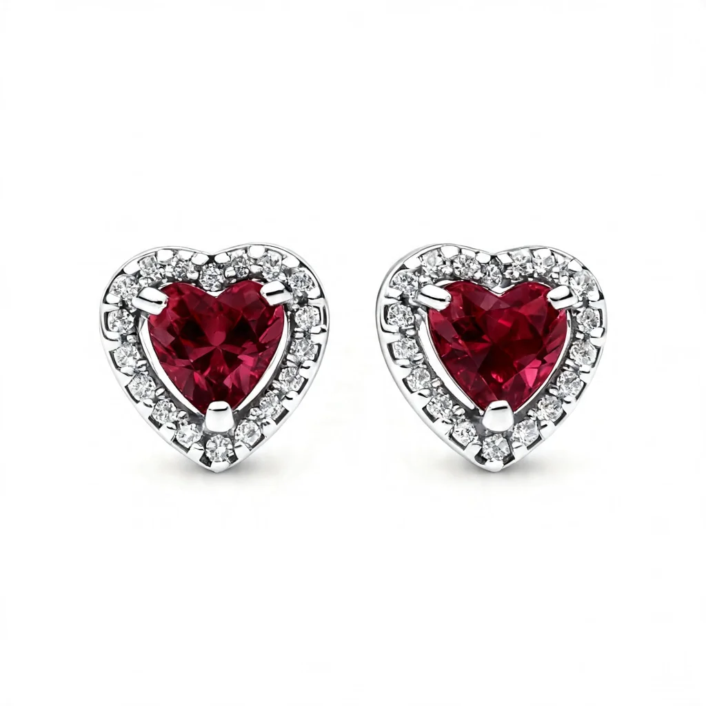 Cercei Red Crystal Heart - imagine 5