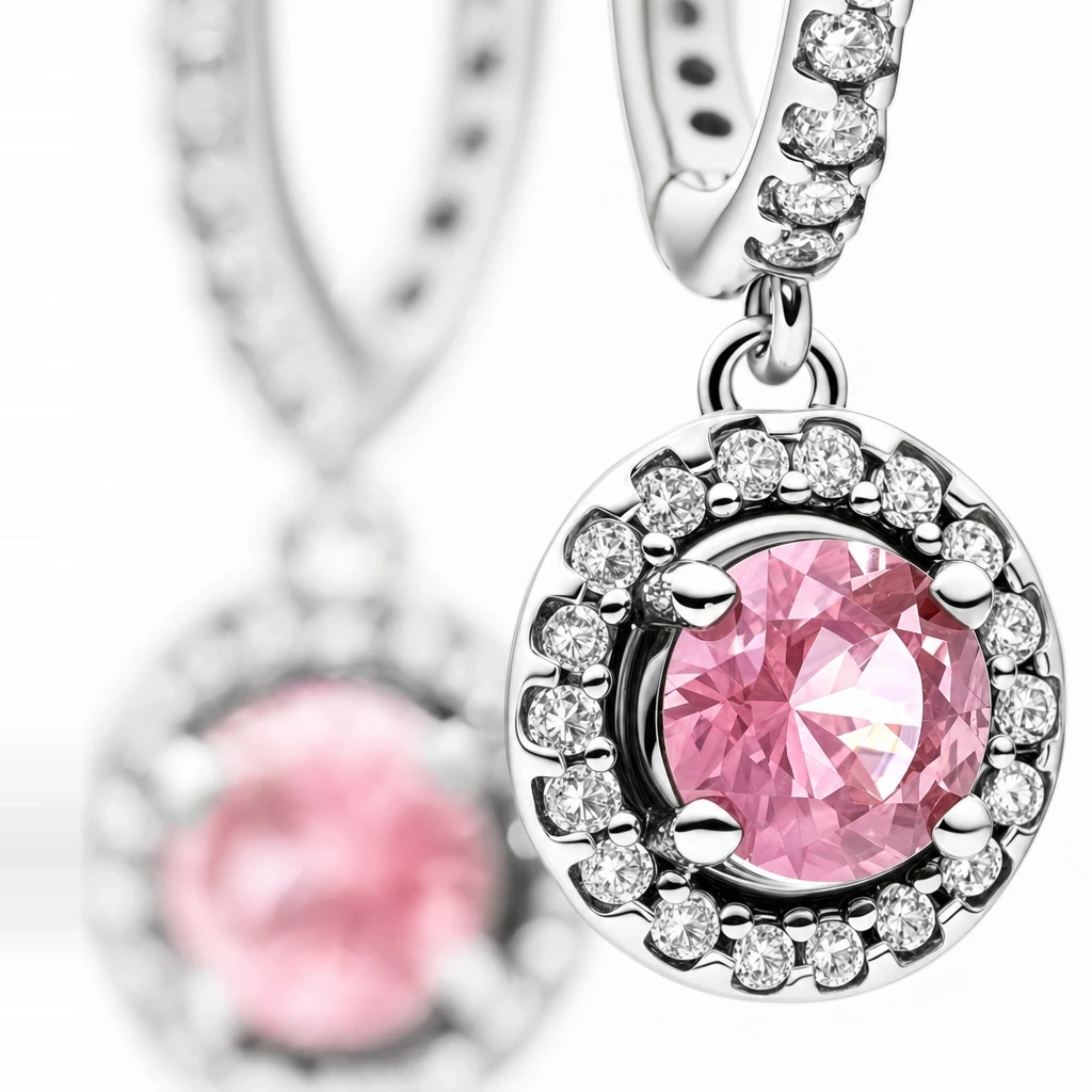 Cercei Rose Glow cu pietre luminoase - imagine 3