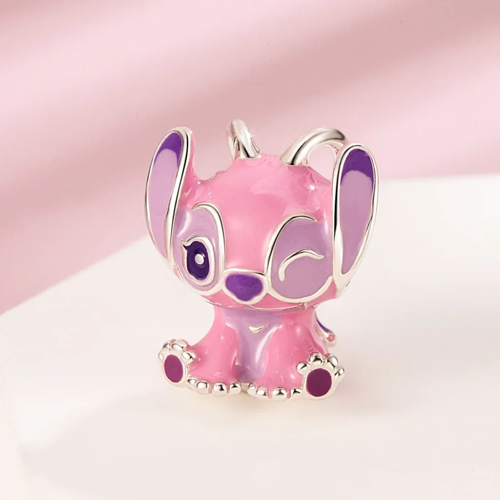 Charm figurină roz cu accente violet - imagine 2