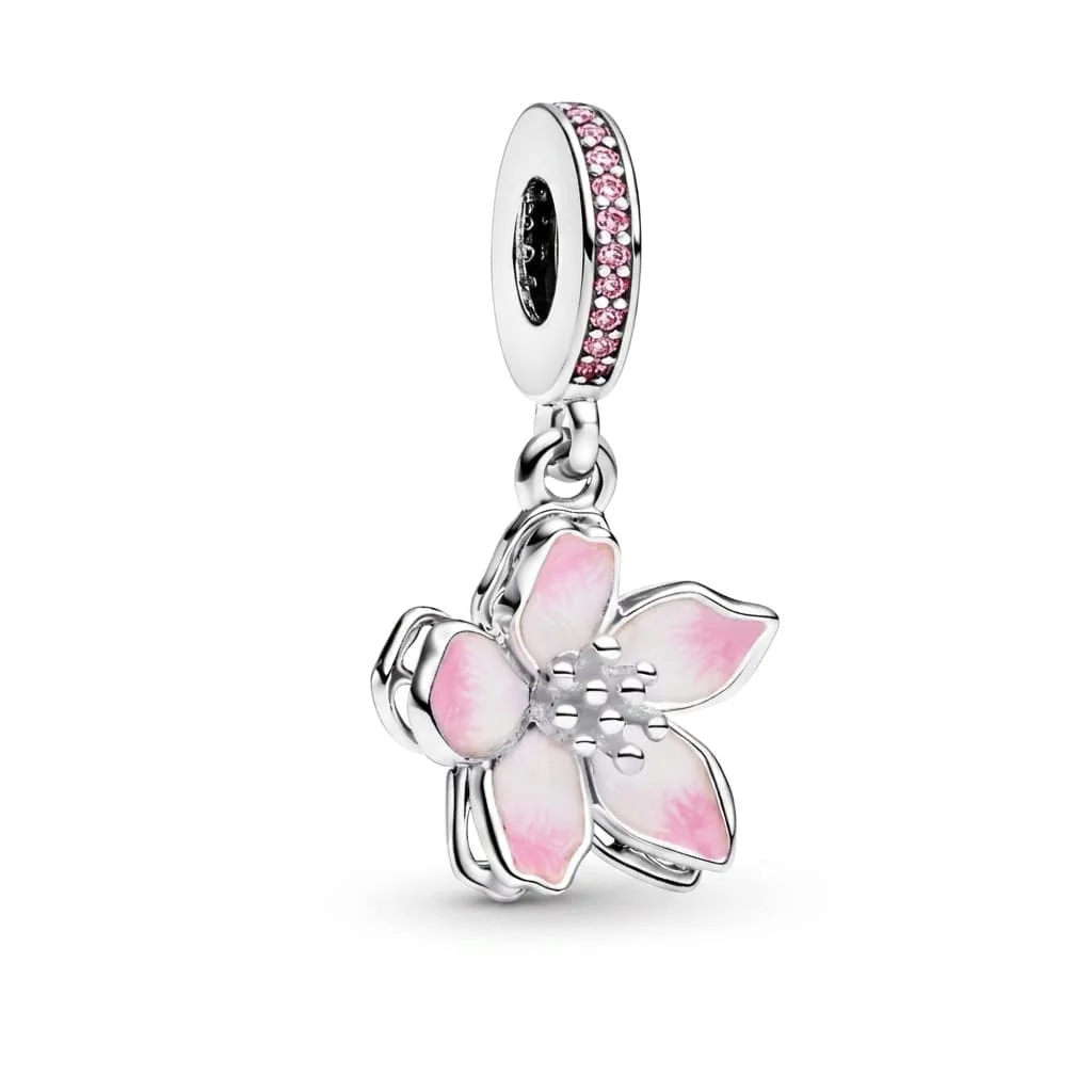 Charm floare dublă rotativă roz - imagine 2