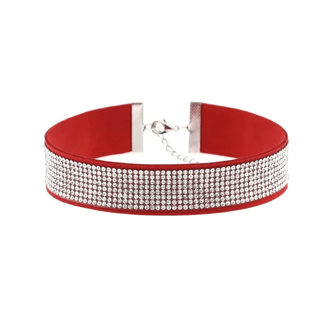 Choker cu pietre luminoase, roșu sau negru - imagine 2
