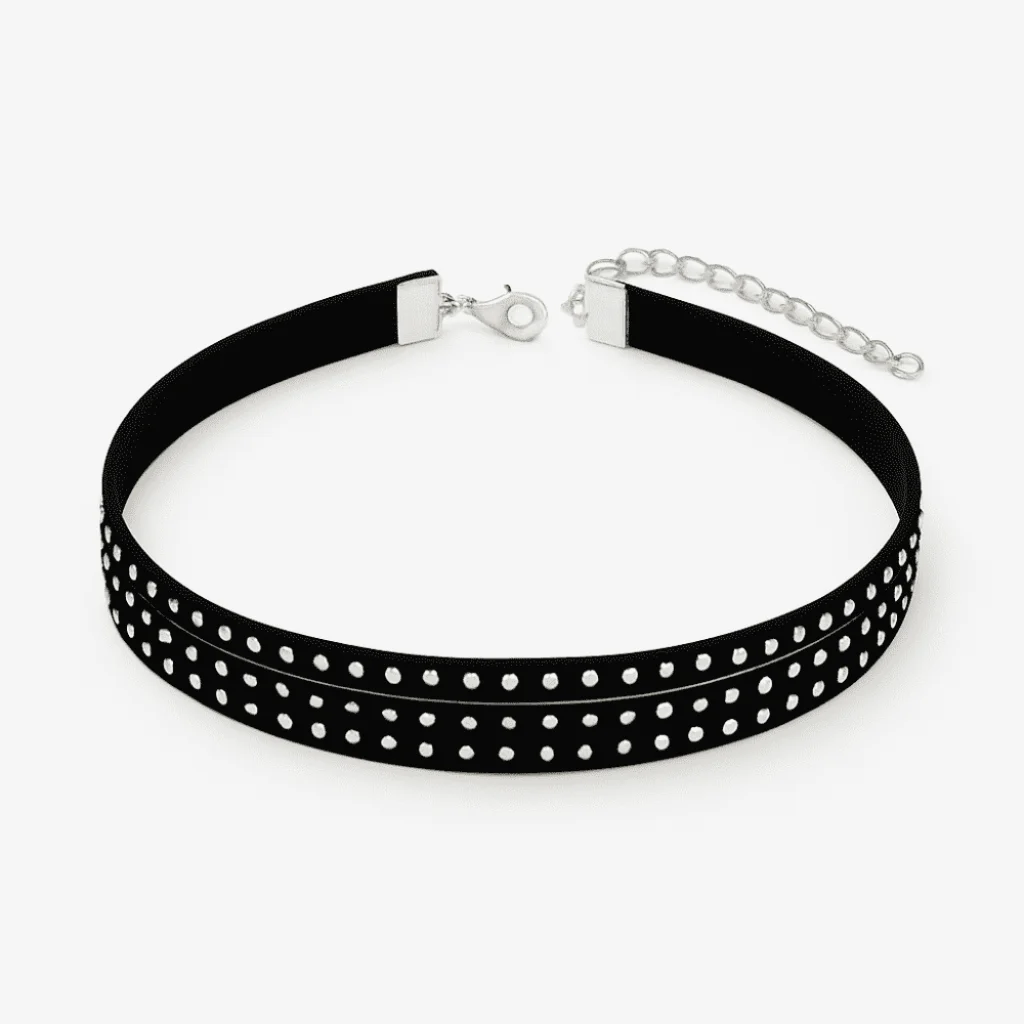 Choker negru Triple Layer, reglabil - imagine 2