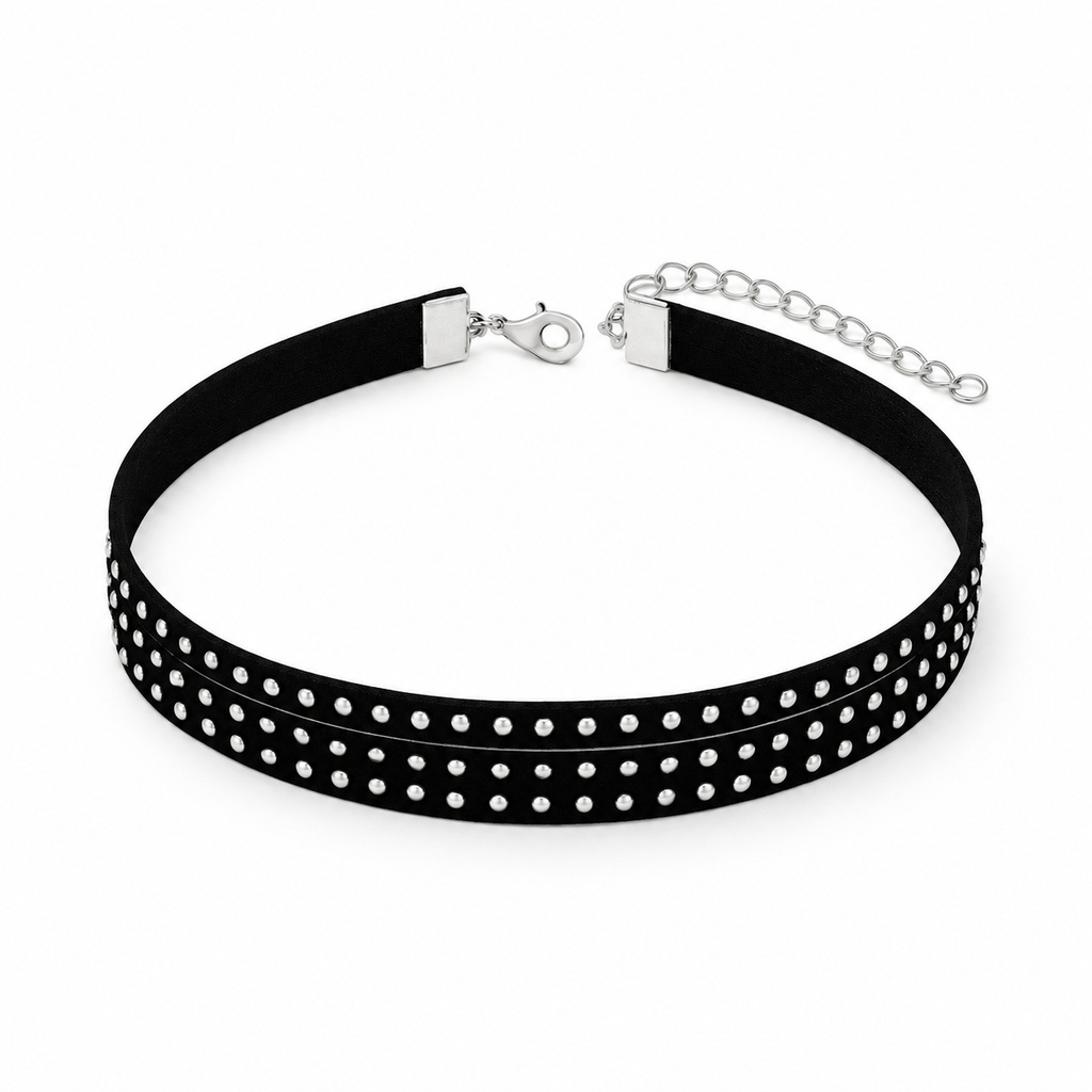 Choker negru Triple Layer, reglabil