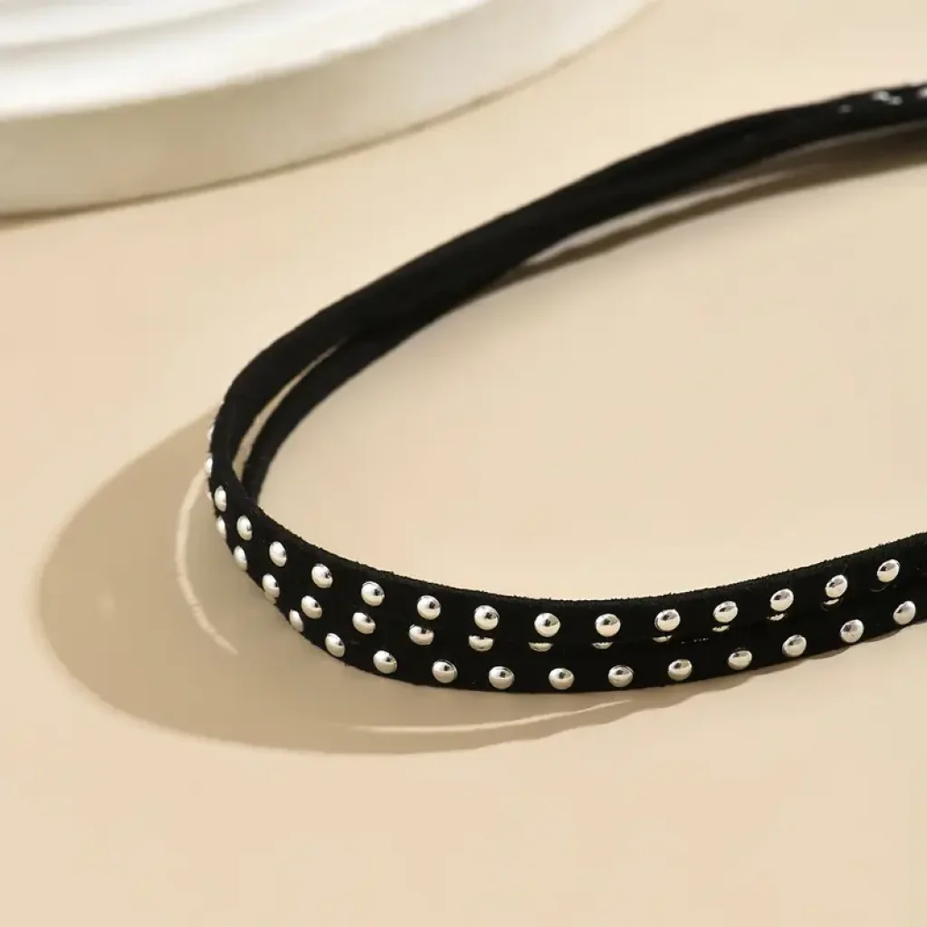 Choker negru Triple Layer, reglabil - imagine 4
