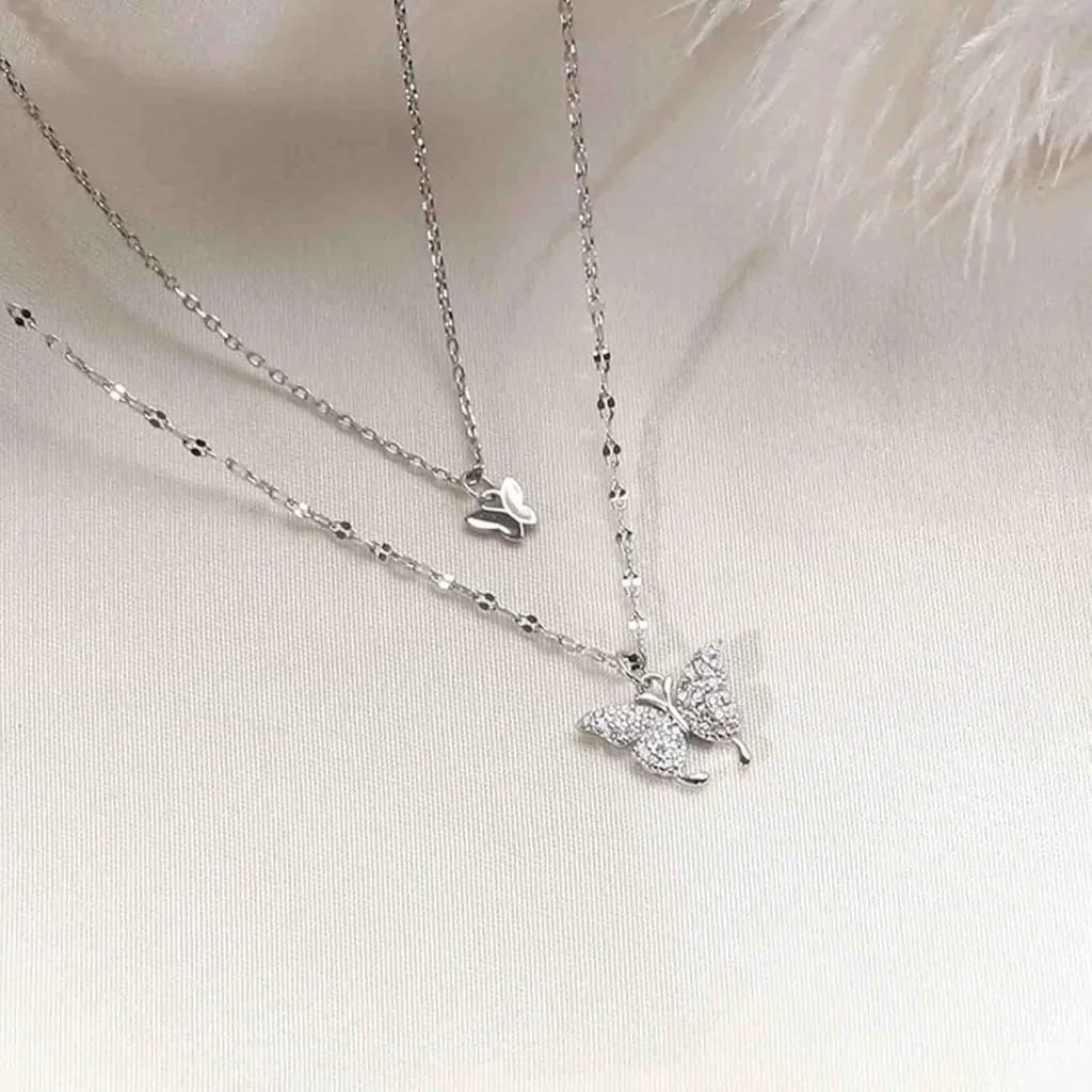 Colier Diora Dublu cu Fluture - imagine 3