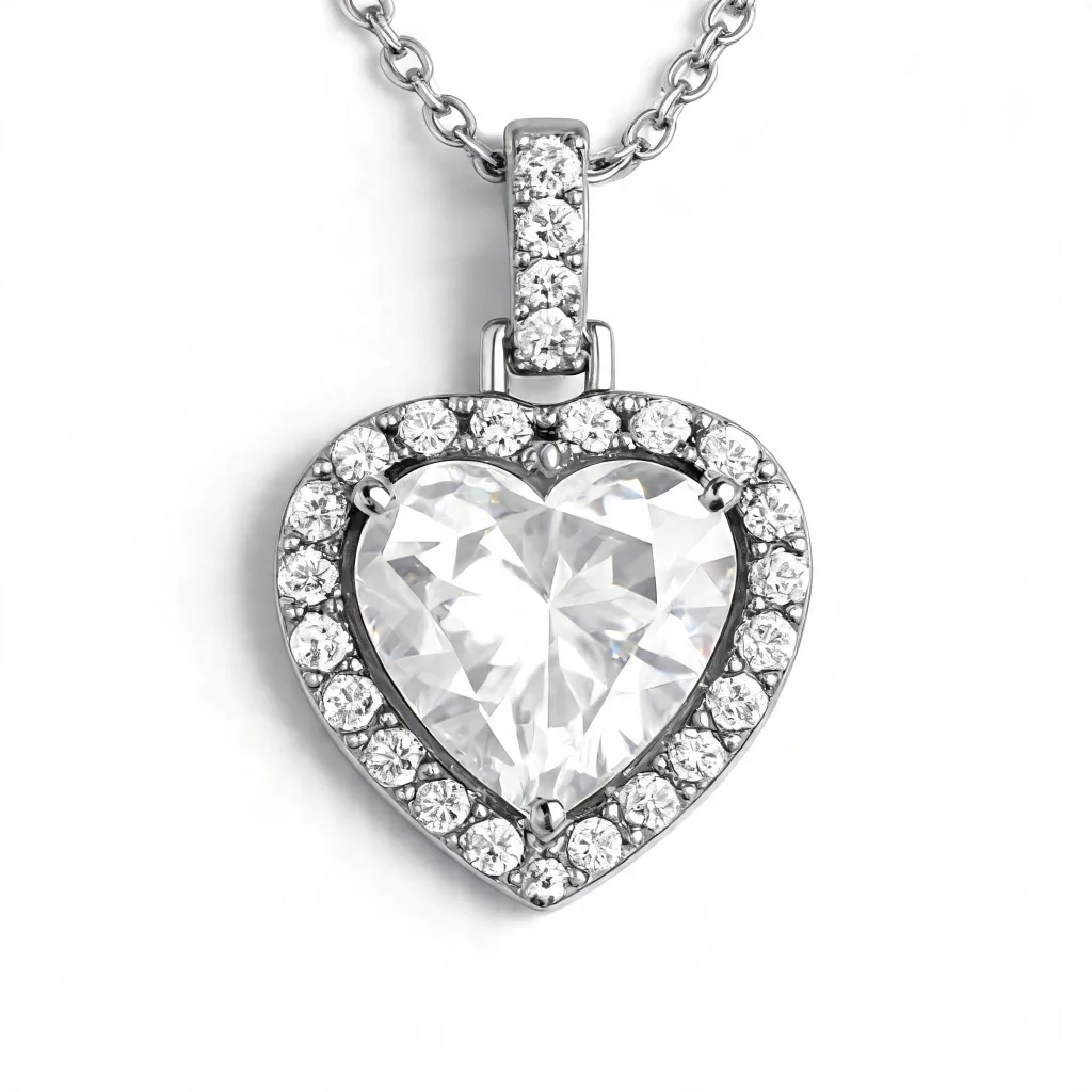 Colier White Crystal Heart - imagine 2
