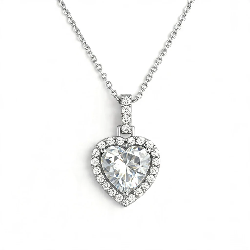 Colier White Crystal Heart