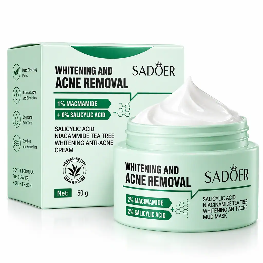 Cremă facială anti acnee și iluminare, Sadoer, 50 g