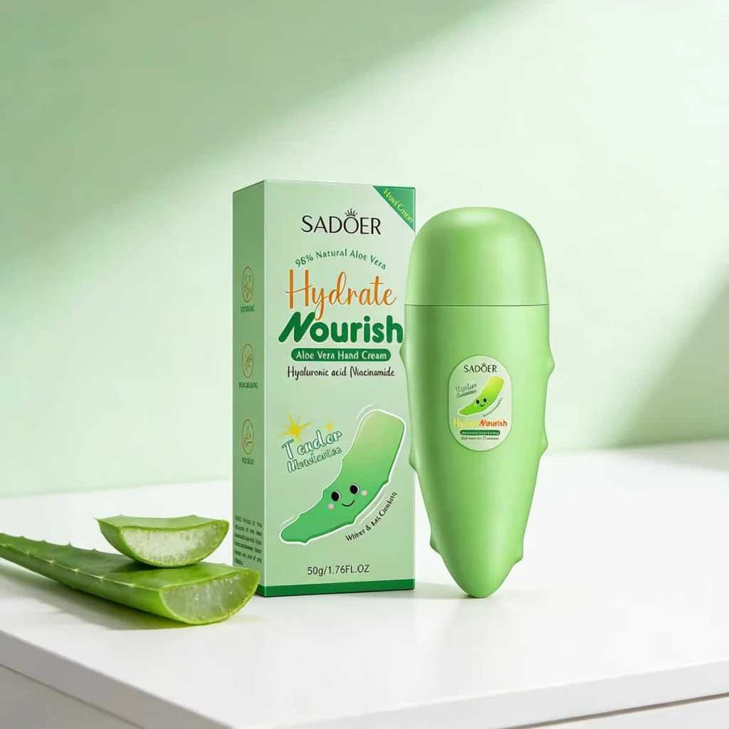 Cremă hidratantă pentru mâini cu Aloe Vera, Sadoer , 50 g - imagine 2