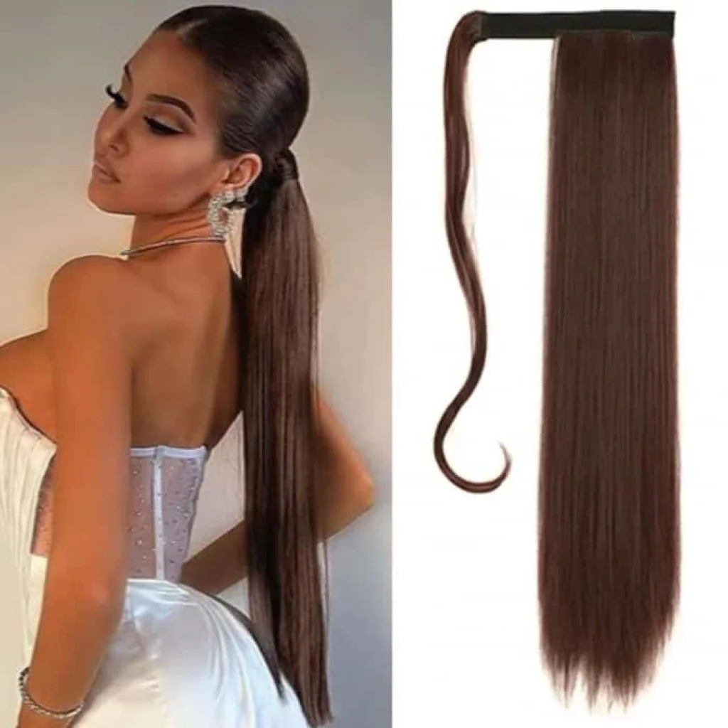 Extensie Coada de Cal din Păr Natural, negru maro - imagine 2