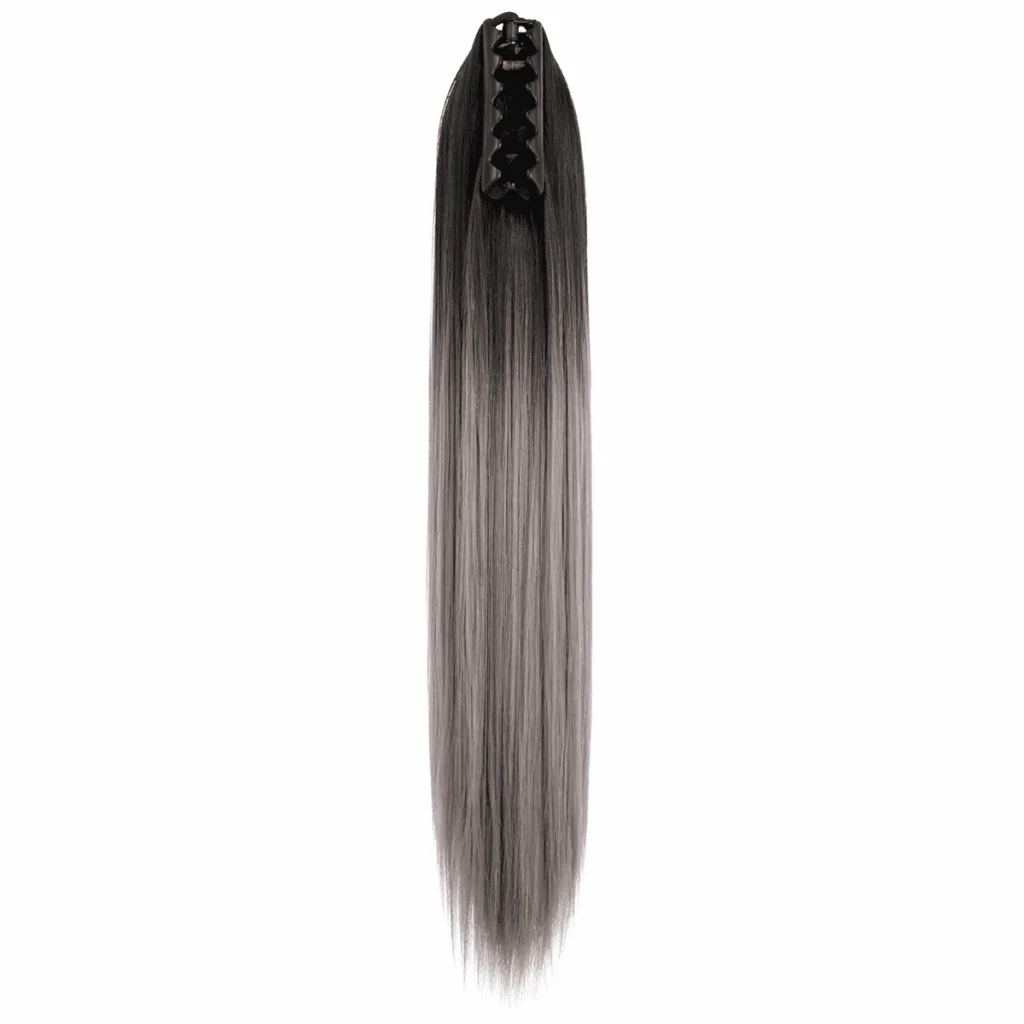 Extensie Coadă de Păr Lungă, Gri Ombre, cu Clamă