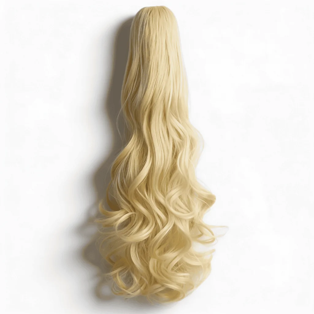 Extensie coadă de cal wavy cu clamă, 50 cm, blond auriu - imagine 3