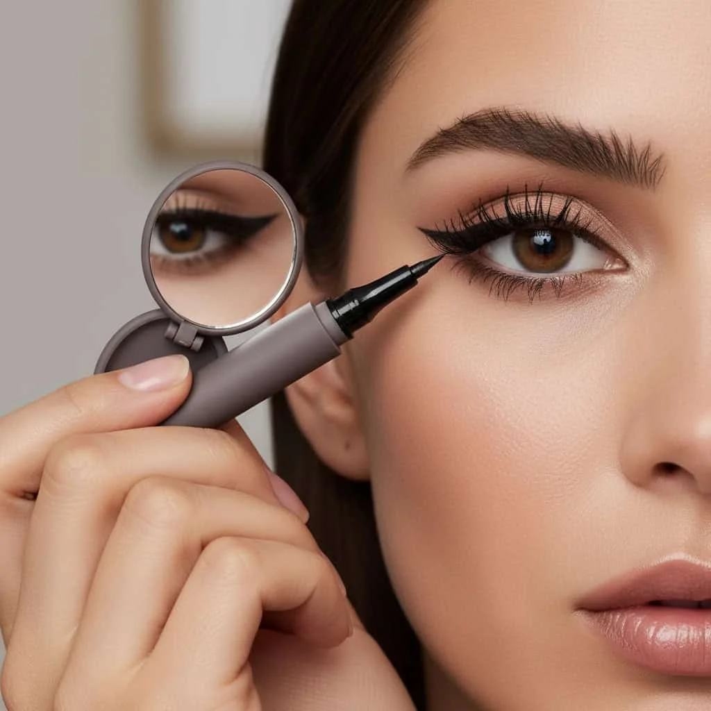 Eyeliner, Super Black, rezistent la apă, Kiss Beauty - imagine 3