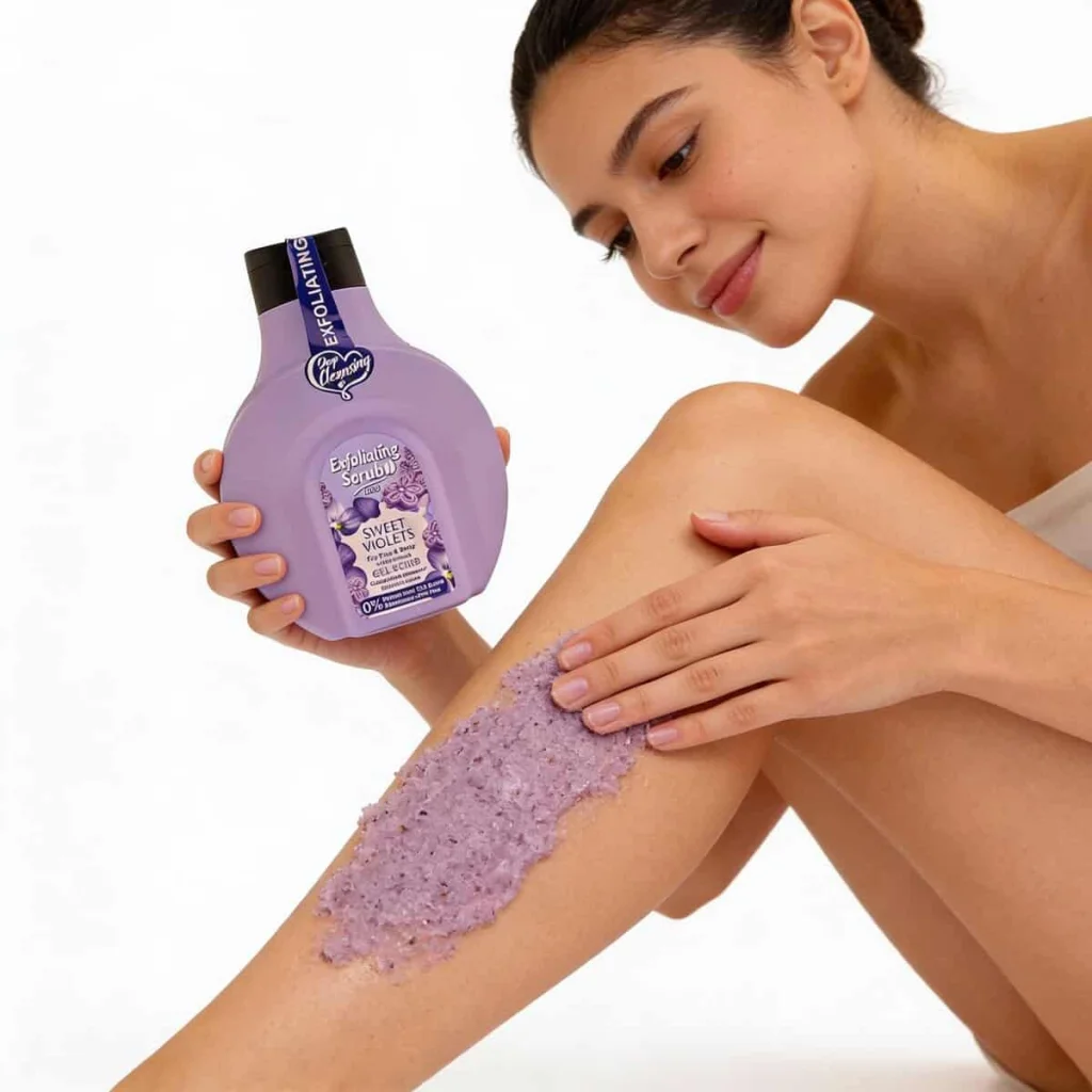 Gel scrub exfoliant cu aroma Violete dulci, Wokali, cantitate 500 ml - imagine 3