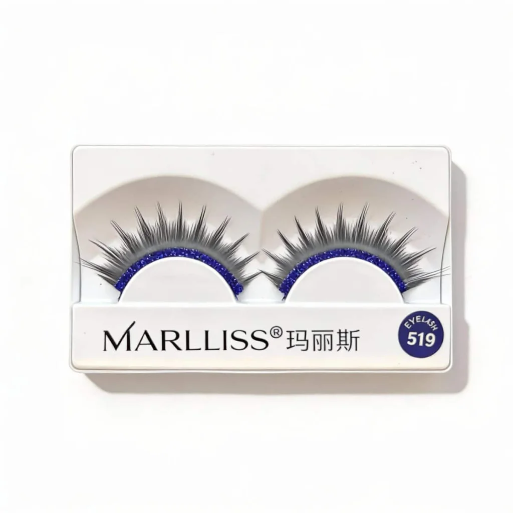 Gene false cu bandă cu sclipici albastru, Marlliss, model 519