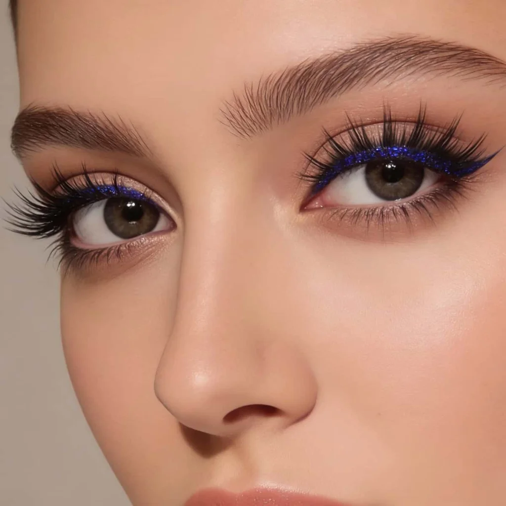 Gene false cu bandă cu sclipici albastru, Marlliss, model 519 - imagine 3