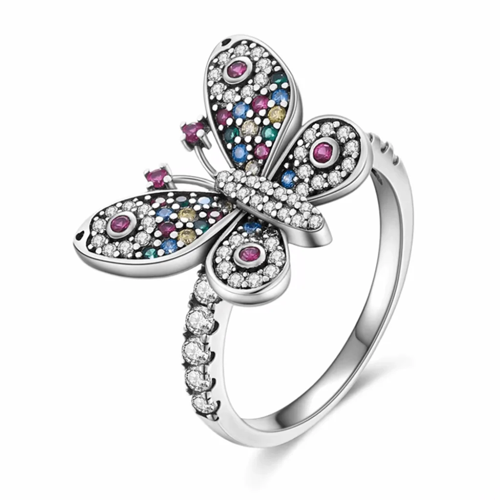 Inel Diora, model Fluture cu Pietre Colorate - imagine 2