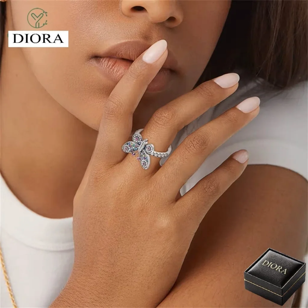 Inel Diora, model Fluture cu Pietre Colorate - imagine 5