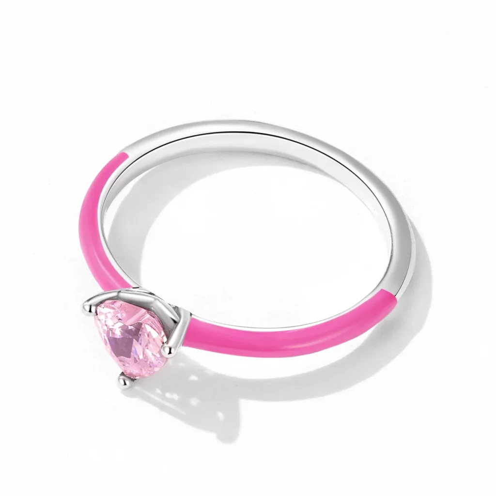 Inel Love Candy cu inimă roz - imagine 3