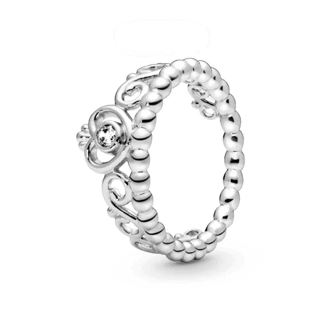 Inel Prințesa cu design de coroană, nuanță argintie - imagine 4