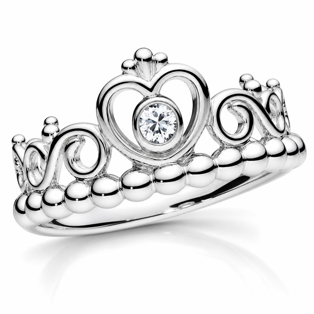 Inel Prințesa cu design de coroană, nuanță argintie