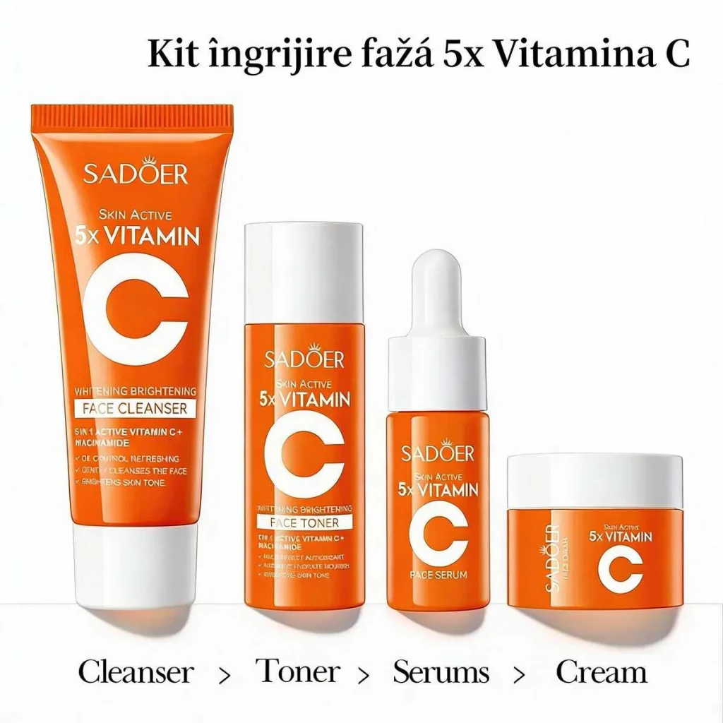 Kit îngrijire față cu vitamina C, Sadoer, 4 piese - imagine 3