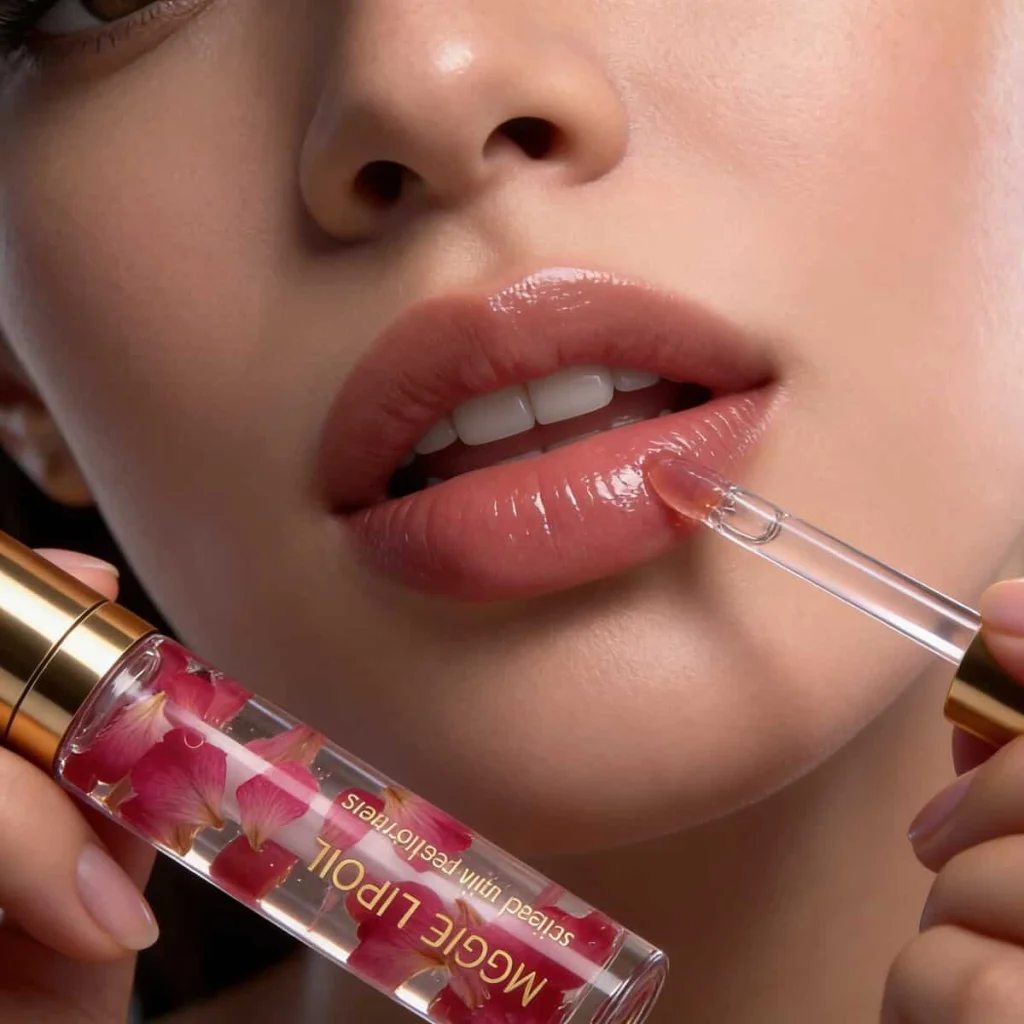 Lip oil, infuzat cu petale, Kiss Beauty, 5 ml - imagine 4