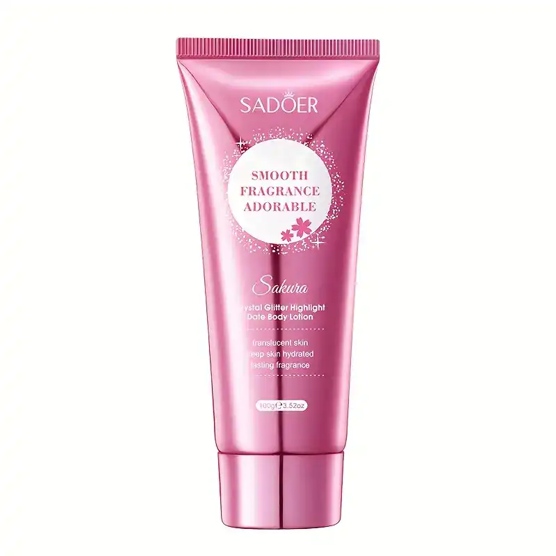 Loțiune de corp iluminatoare cu sclipici și parfum de sakura, Sadoer, 100 g