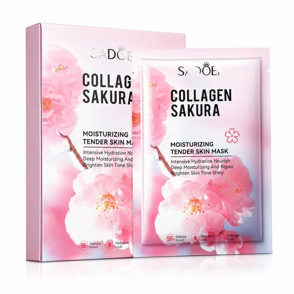 Mască facială hidratantă cu colagen și extract de flori de cireș