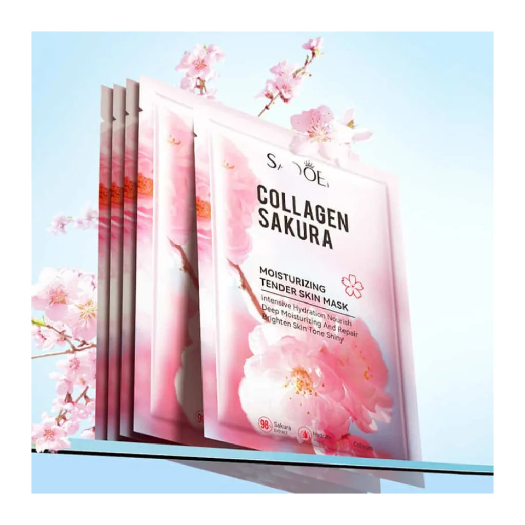 Mască facială hidratantă cu colagen și extract de flori de cireș - imagine 2