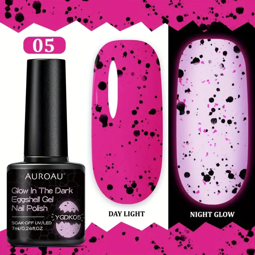 Oja Semipermanentă Auroau Glow in the Dark, Efect Fosforescent & Textură Eggshell, 3 x 7ml - imagine 2