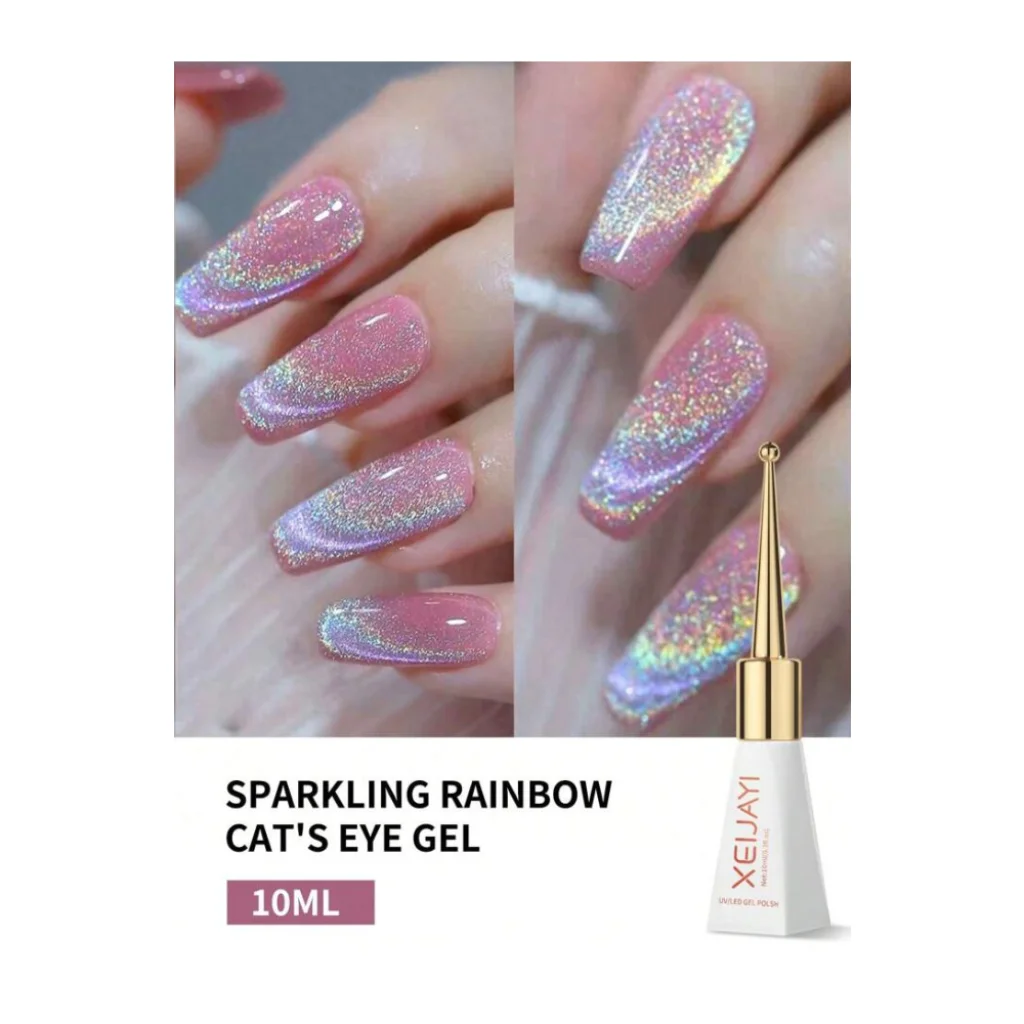 Ojă semipermanentă cu efect cat eye și reflexii curcubeu, XEIJAYI, 10 ml - imagine 3