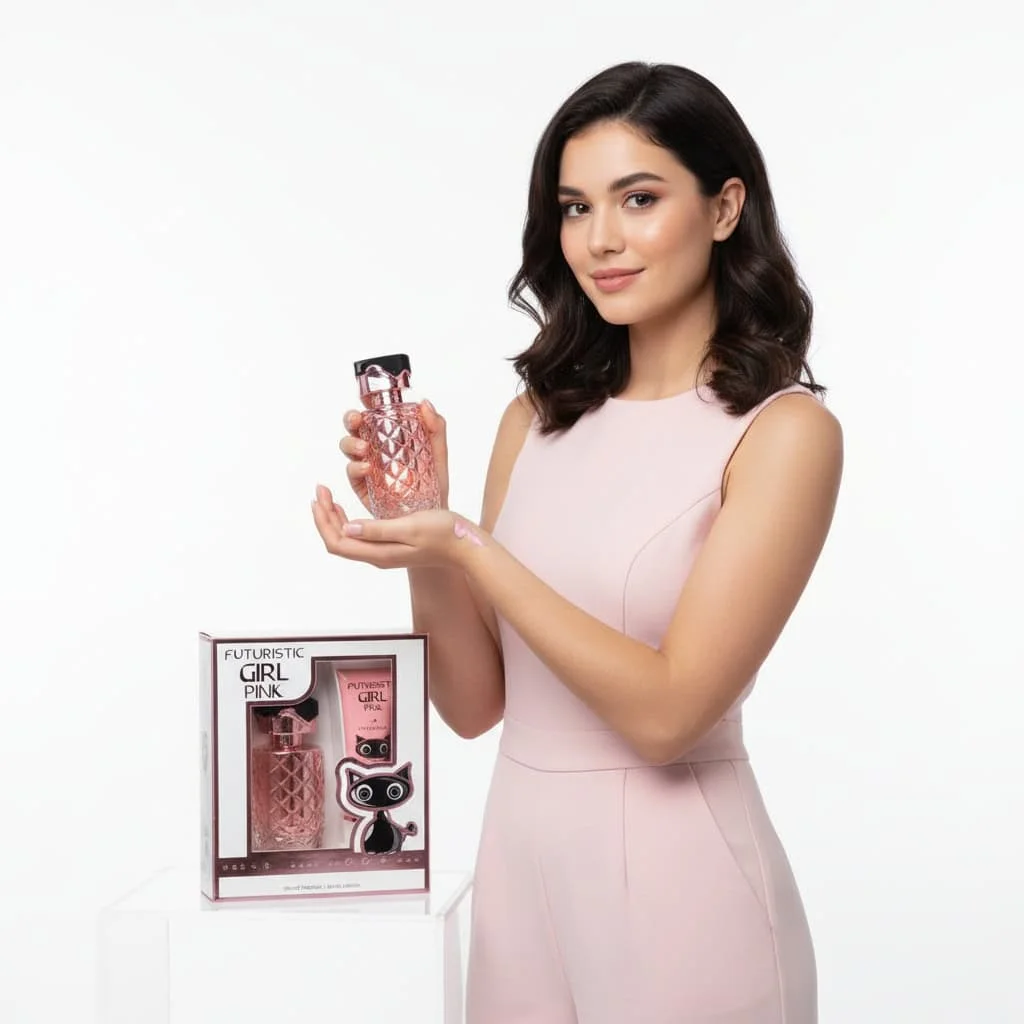 Parfum si lotiune de corp, Futuristic Girl Pink, 2 piese - imagine 3
