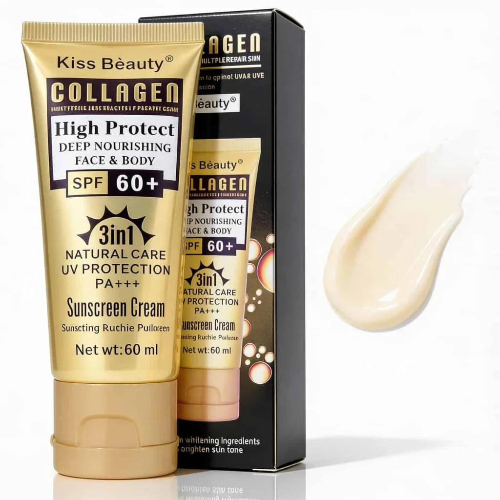 Protecție solară 3 în 1, cu colagen, SPF60, Kiss Beauty - imagine 3