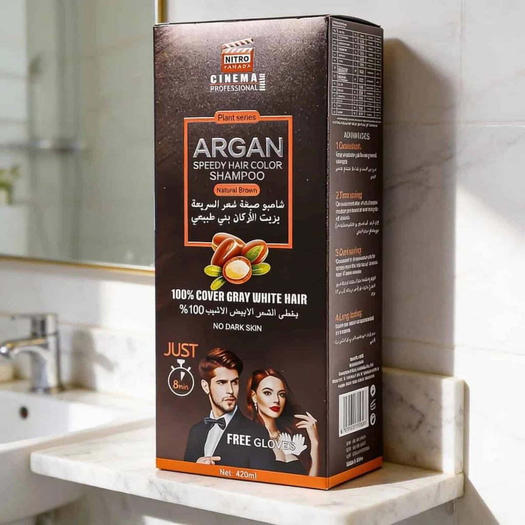 Șampon colorant maro natural cu ulei de argan, Nitro Canada Cinema, 420 ml - imagine 2