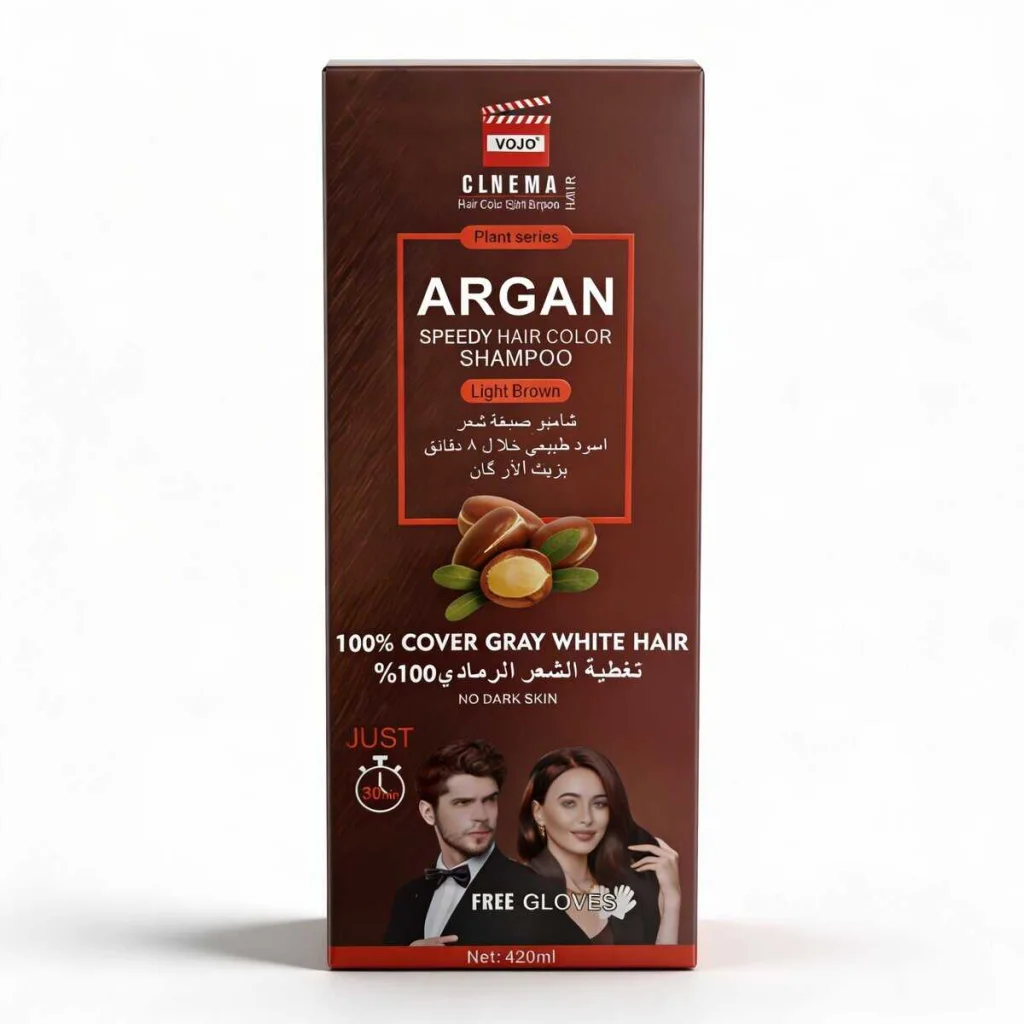 Șampon nuanțator cu ulei de argan, maro deschis, VOJO, 420 ml