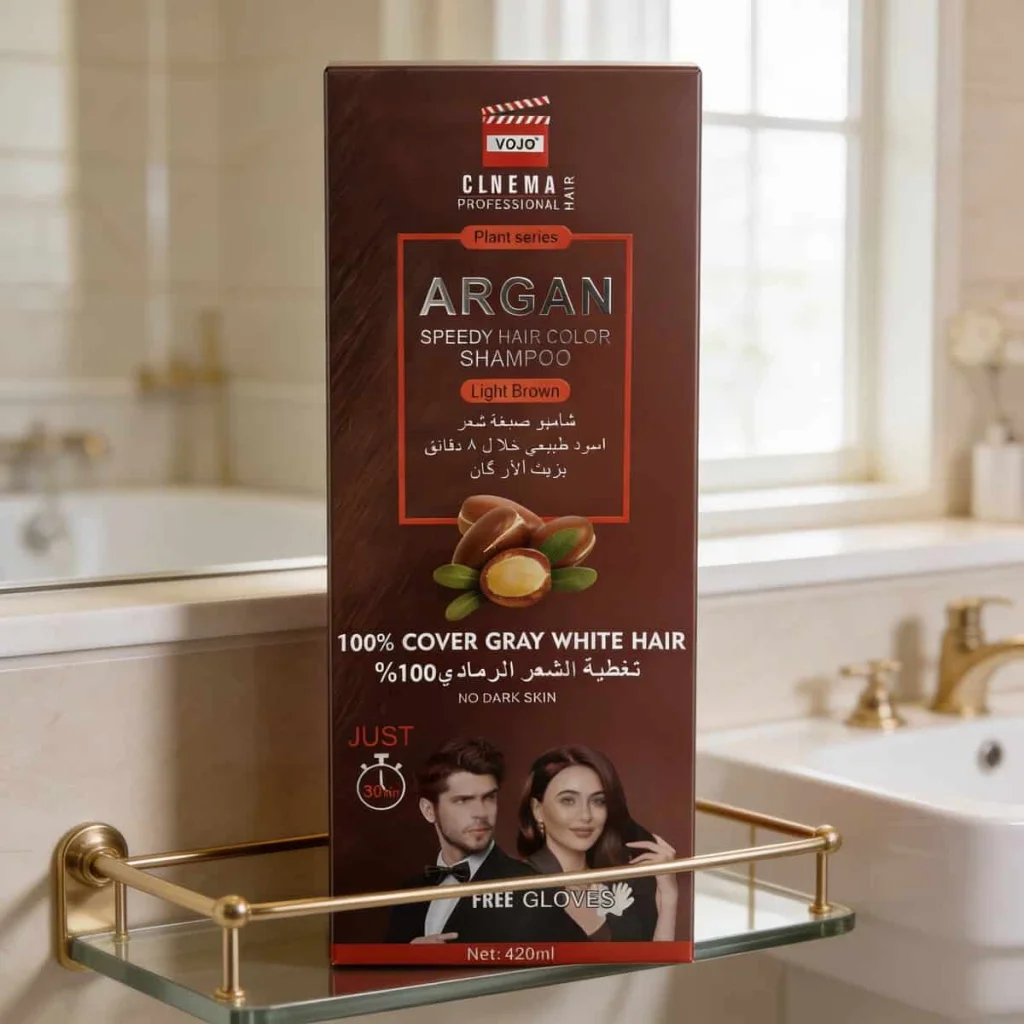 Șampon nuanțator cu ulei de argan, maro deschis, VOJO, 420 ml - imagine 3