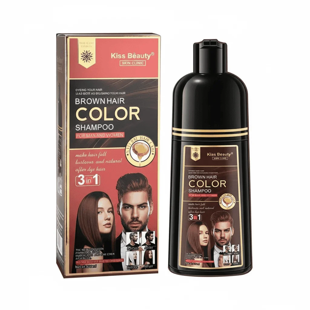 Șampon nuanțator, maro, 3 în 1, Kiss Beauty, 420 ml