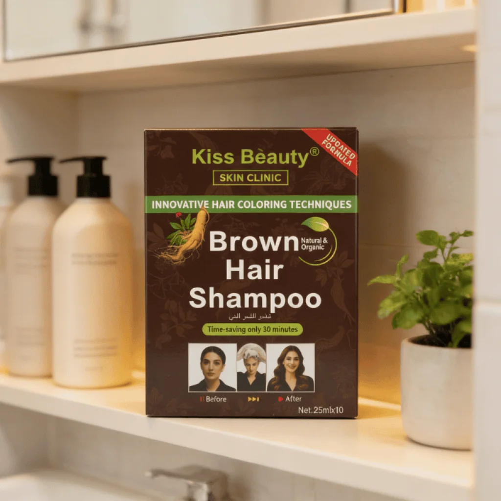 Șampon nuanțator, maro, Kiss Beauty, 10 plicuri - imagine 3