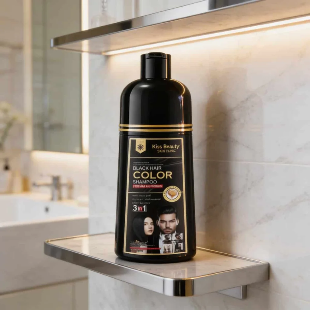 Șampon nuanțator, negru, 3 în 1, Kiss Beauty, 420 ml - imagine 2