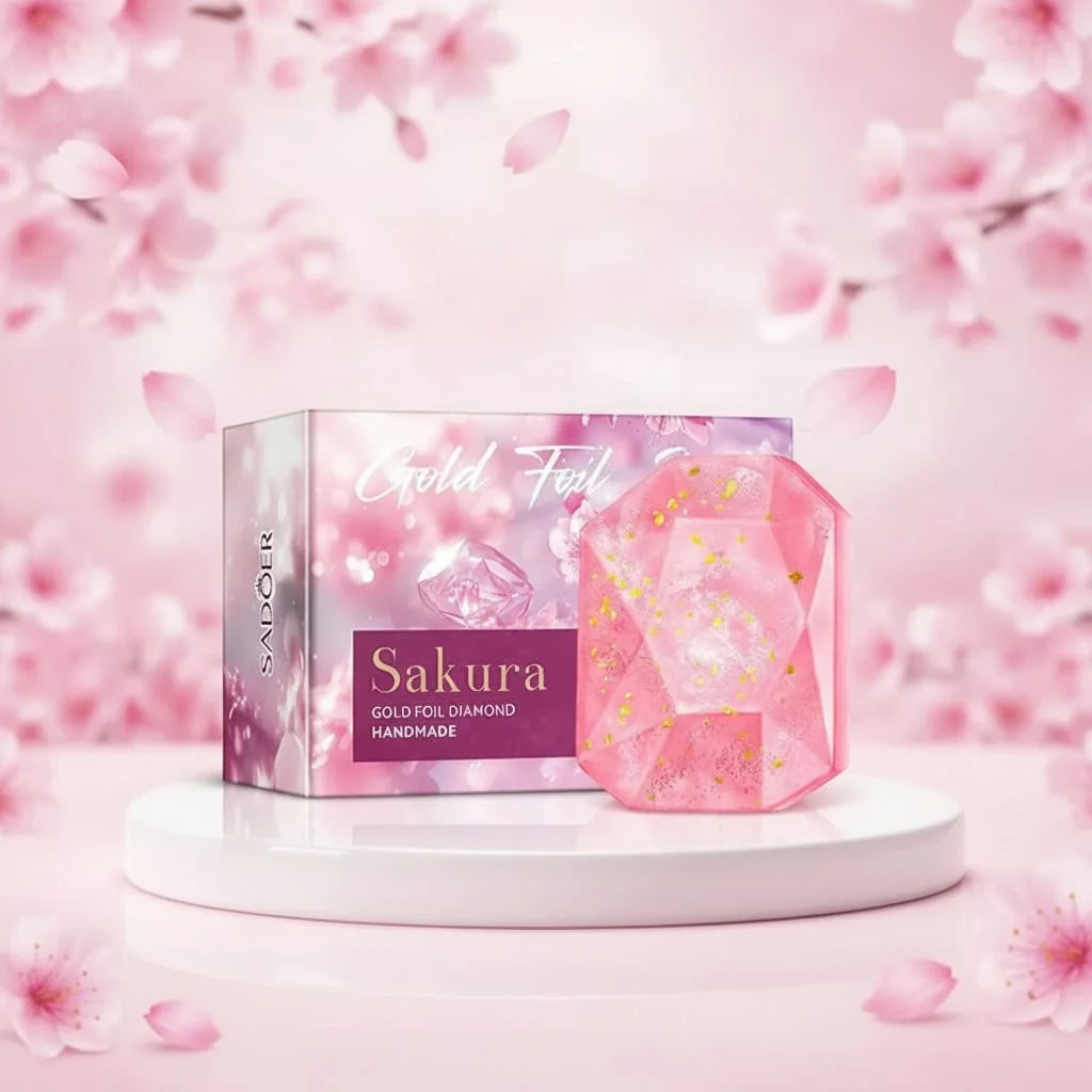 Săpun handmade cu ulei esențial de Sakura, 24k, Sadoer, 100g - imagine 3